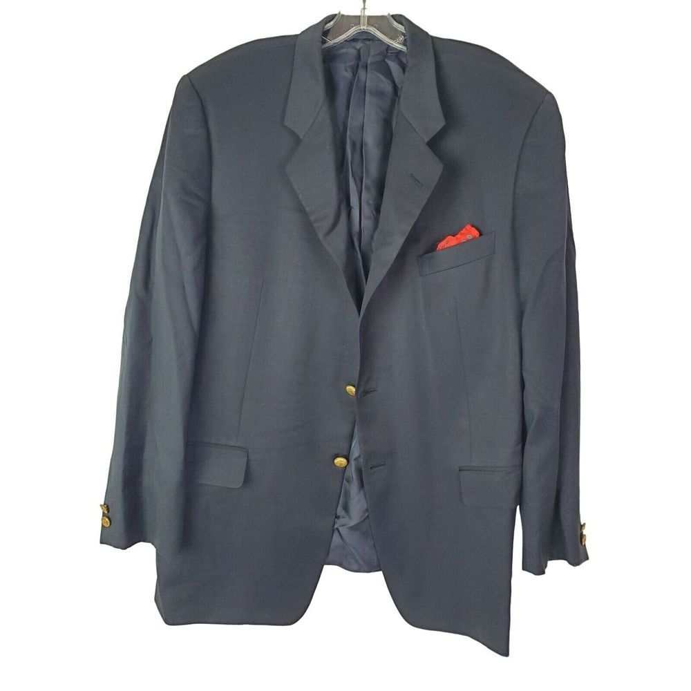 Hickey Freeman Loro Piana Super 110s Navy Blue‎ Blazer 44R